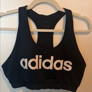 Adidas Black and White Logo Sports Bra